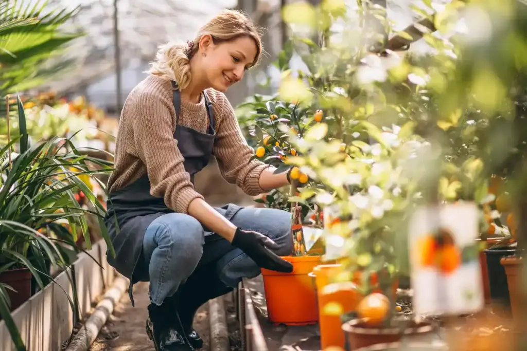 dutch woman growing cucumbers on small balcony