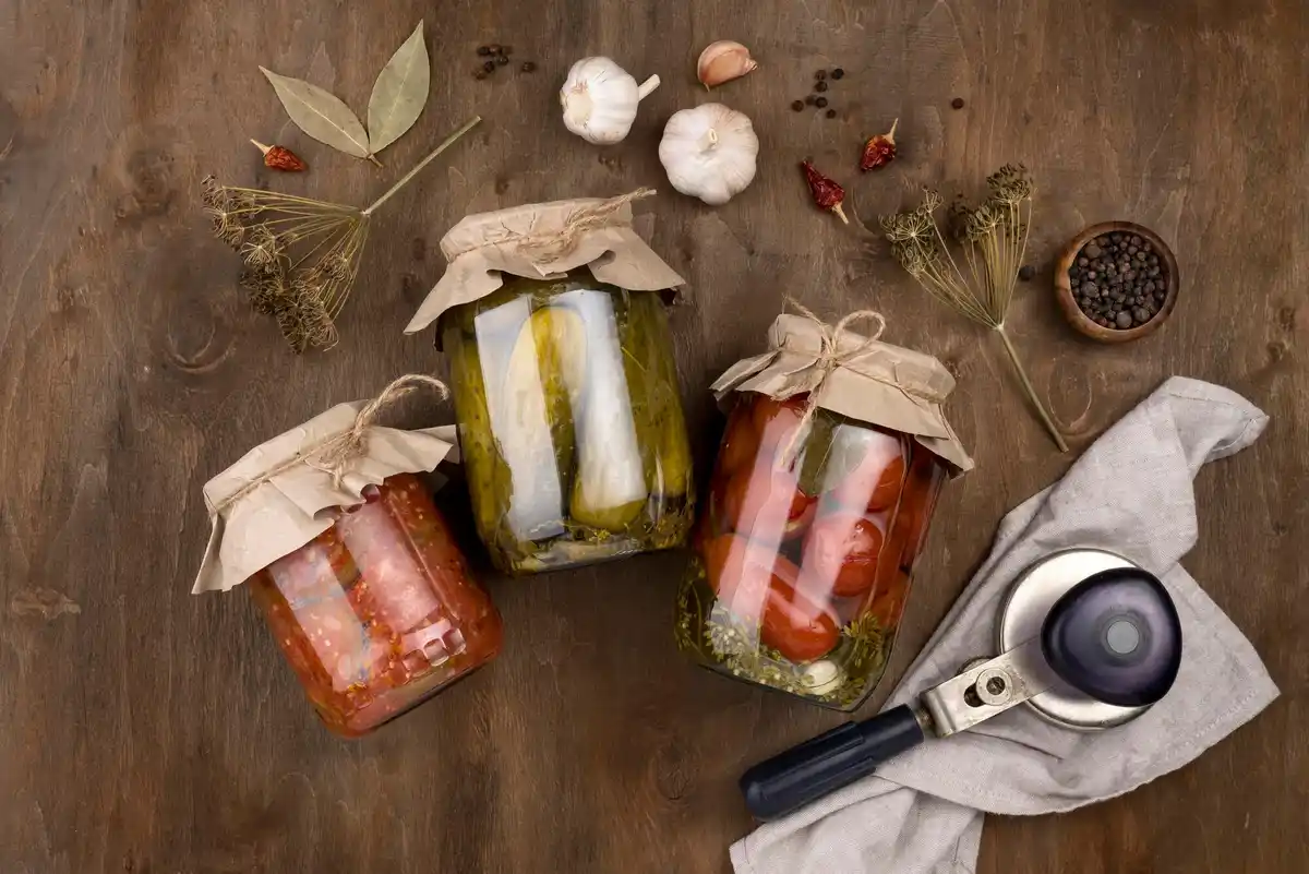 Homemade Dutch pickles fermentation kitchen table