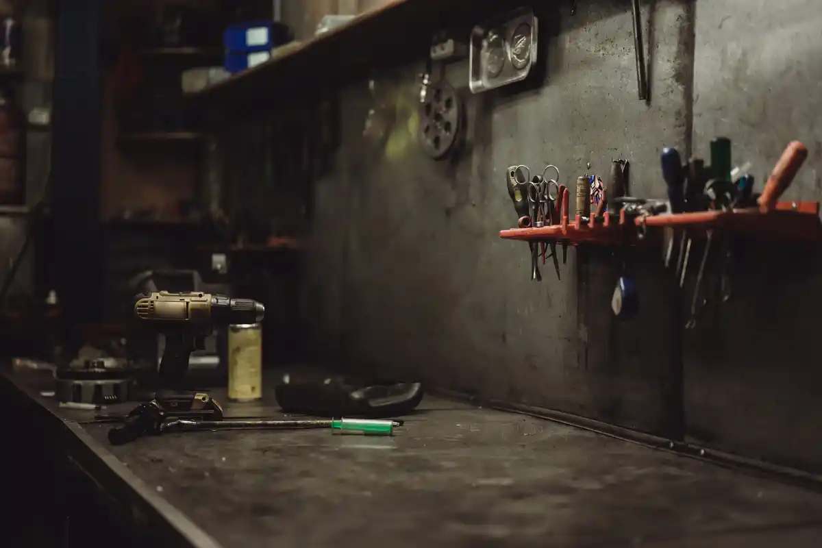 organized tool wall in garage