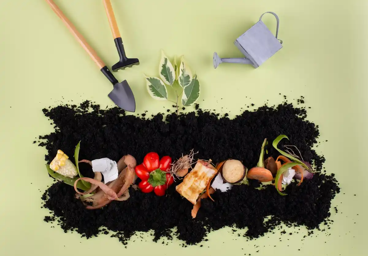 compostbak met groenteresten nederlandse tuin