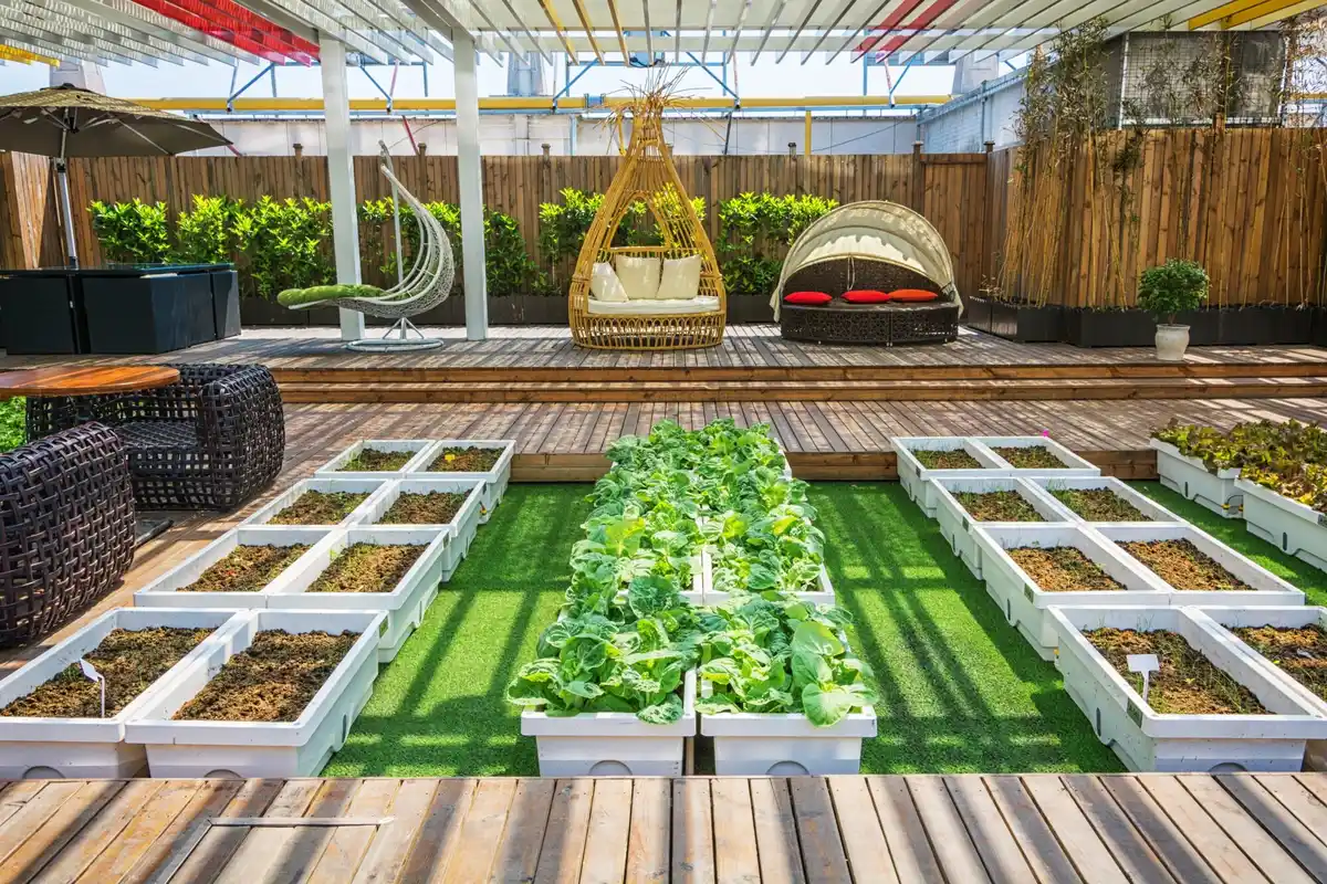 modern greenhouse in Dutch suburban garden
