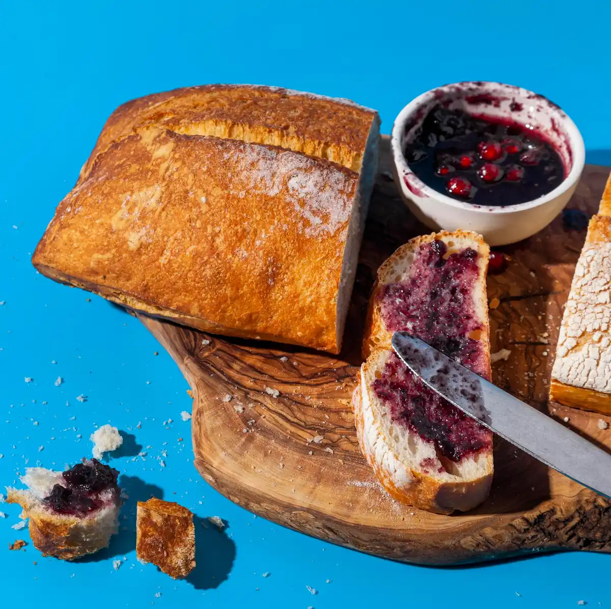 homemade blackcurrant jam on Dutch bread