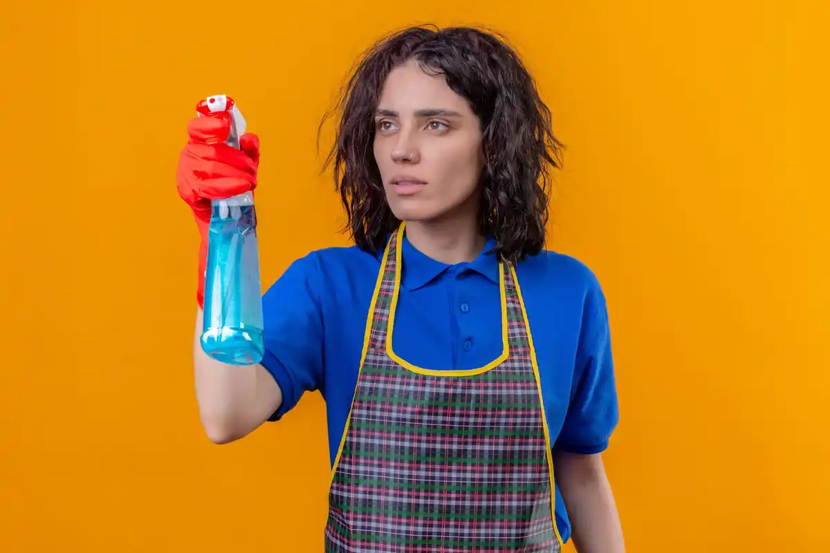 Dutch housewife cleaning with vinegar home appliances