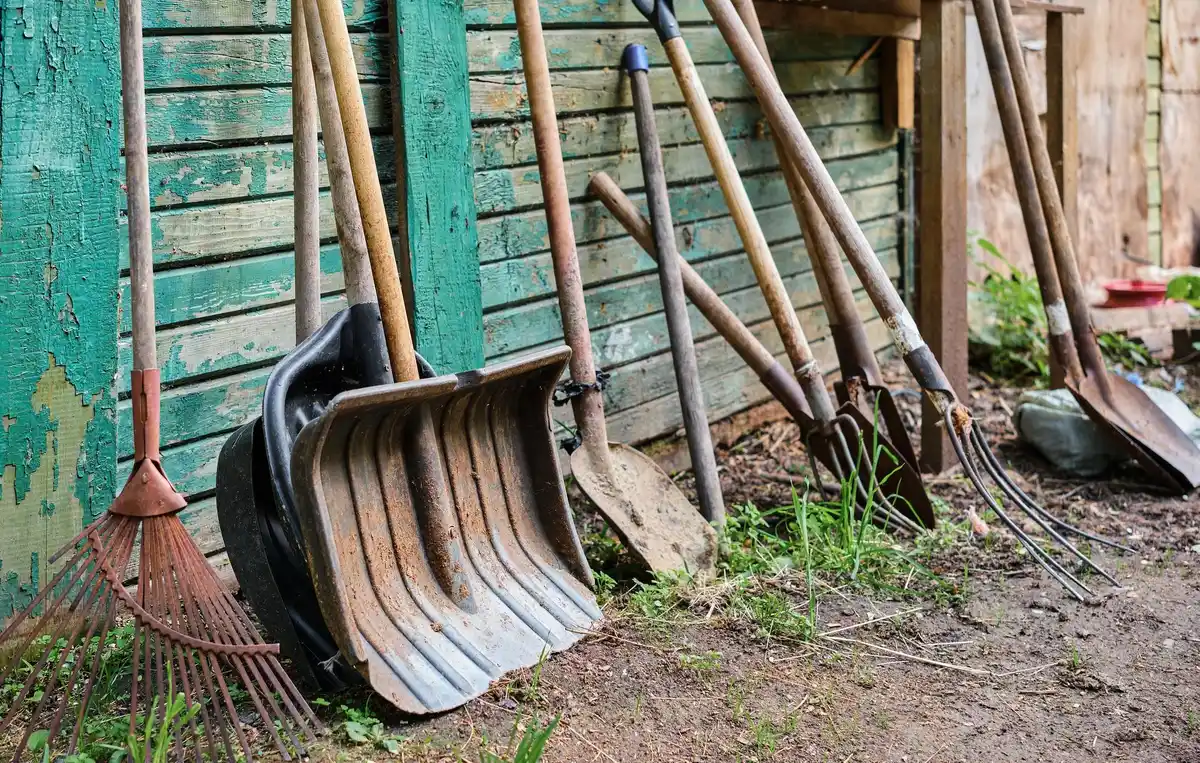 garden tools badly stored in shed netherlands