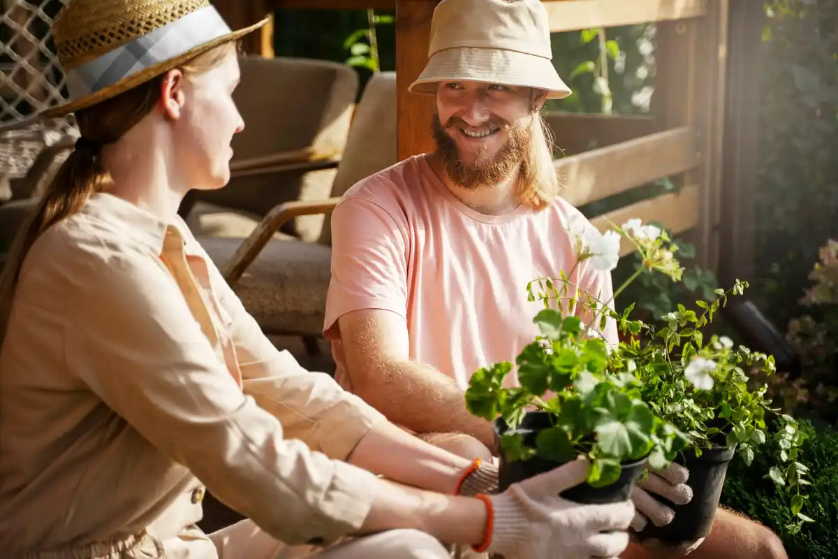 vertical greenhouse gardening mature dutch couple