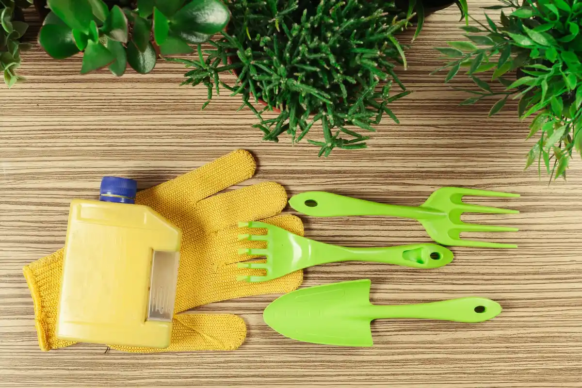 clean and shiny garden tools in use