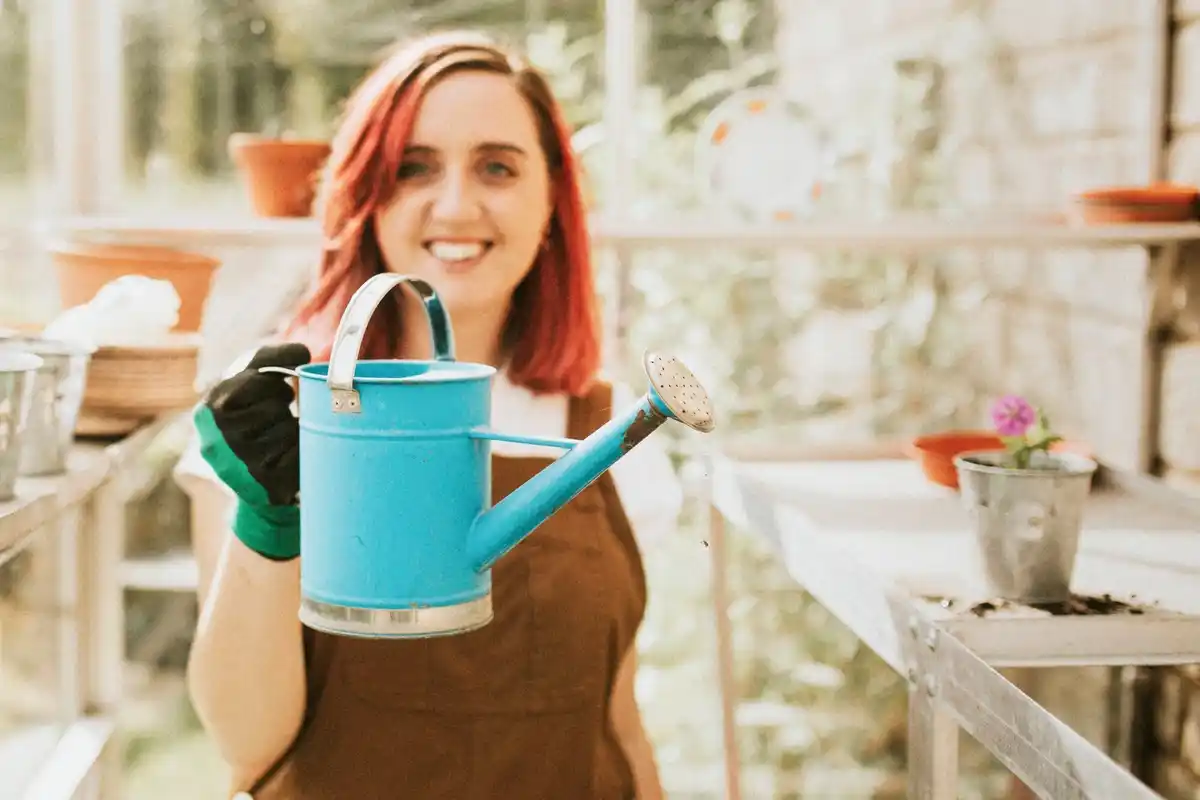 Dutch gardener using WD-40 in a home garden