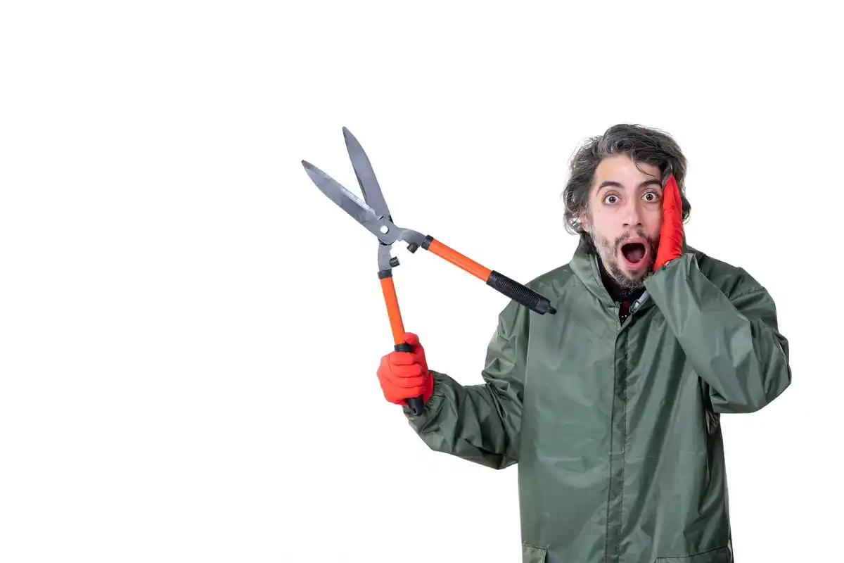 gardening shears close up unusual use