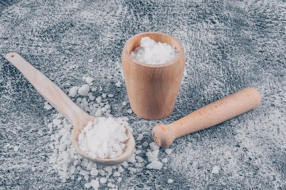 baking soda in garden close-up