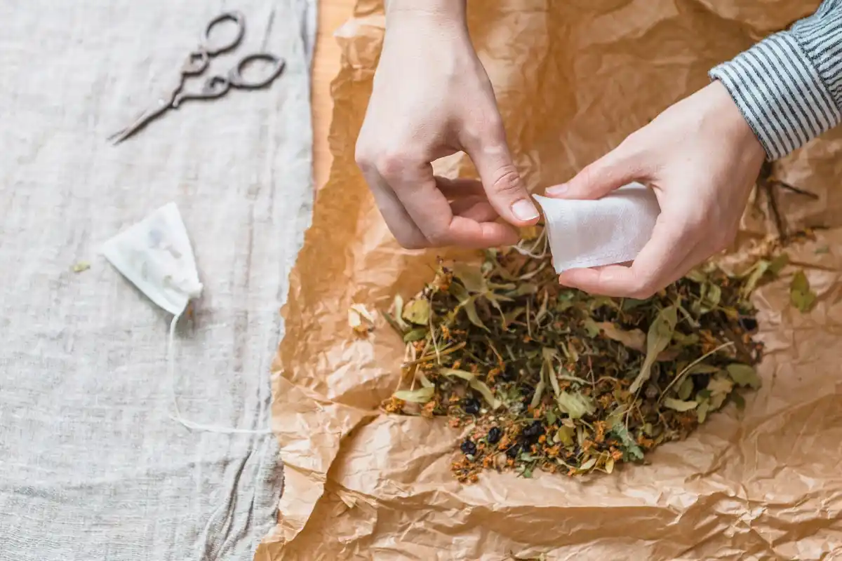 used tea bags in the garden