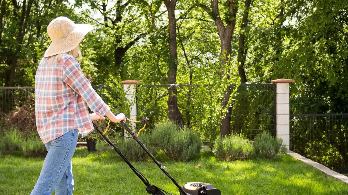 quiet cordless hedge trimmer modern suburban garden