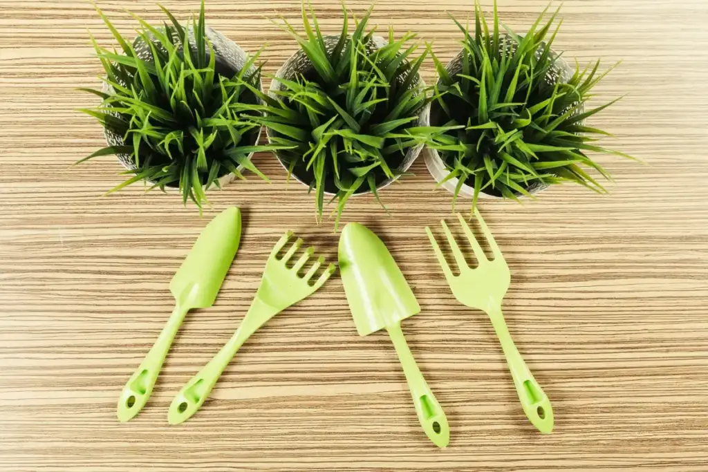 repurposed cutlery in garden
