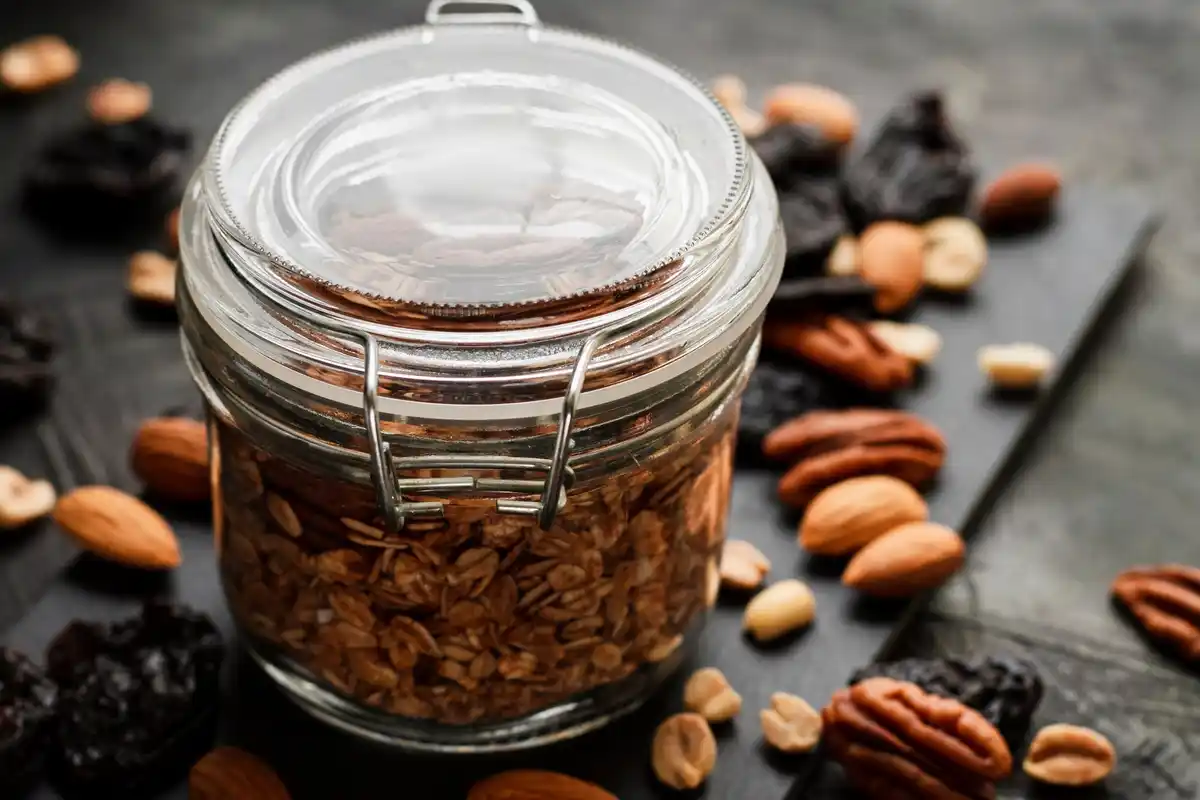 close up old vegetable seeds in a jar
