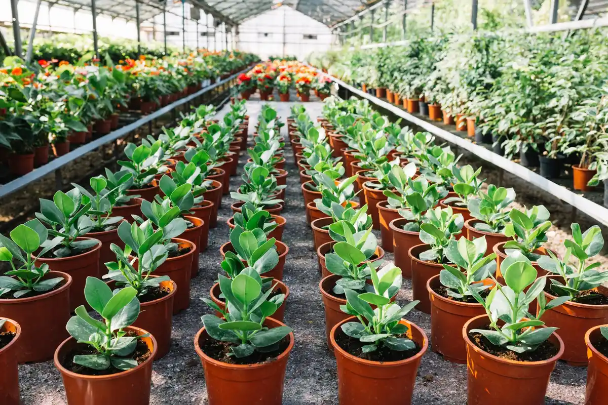 narrow greenhouse with lush plants sunlight inside Netherlands