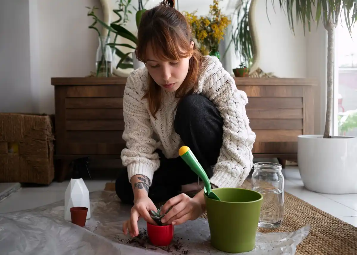 Planting tulip bulbs in Dutch autumn garden hands soil
