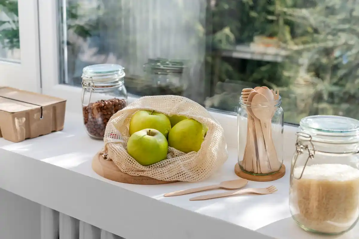 Dutch kitchen vegetable regrow jars windowsill
