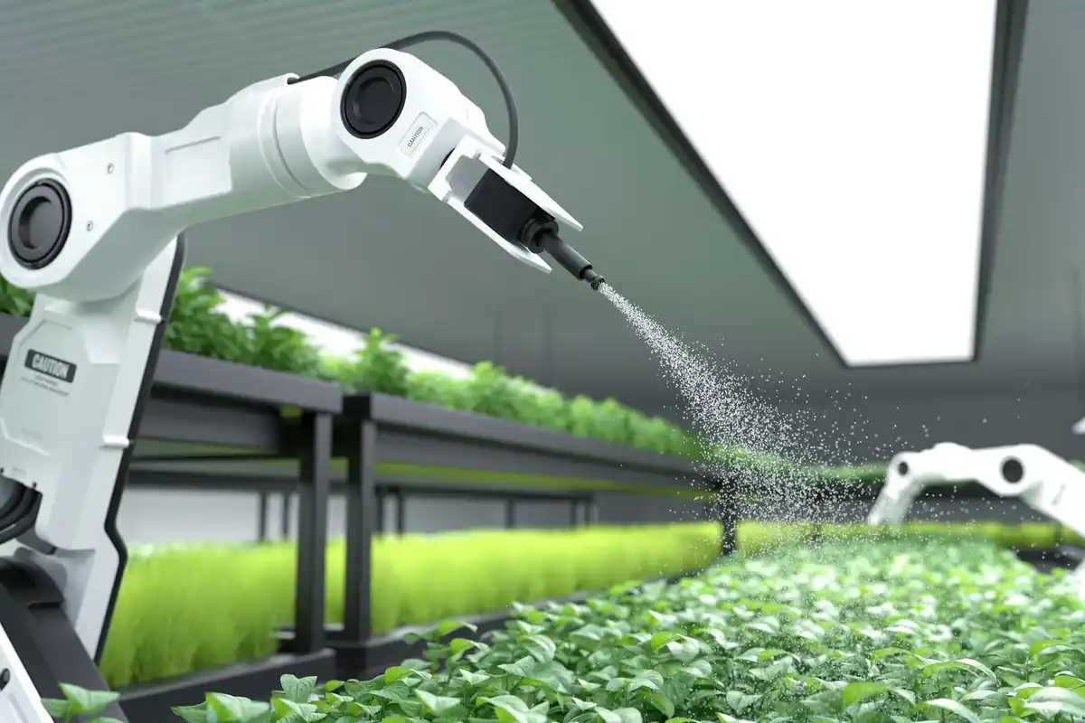Dutch allotment smart gardening robot arm close up